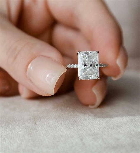 3 Carat Radiant Cut White Diamond Engagement Ring Radiant Cut Etsy