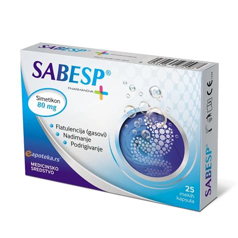 Sabesp 80 mg 25 Kapsula Protiv Nadutosti i Grčeva u Stomaku Simetikon