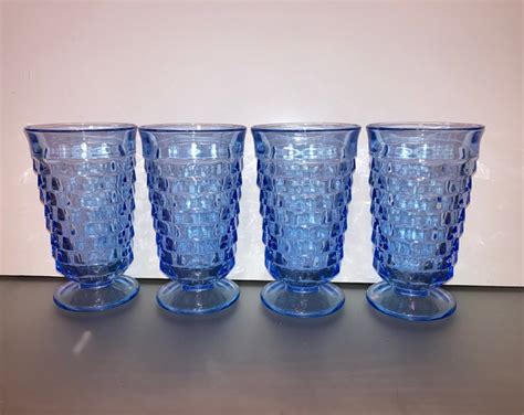 4 Vintage Indiana Whitehall Glasses Whitehall Colony Cubist 6 Tumblers