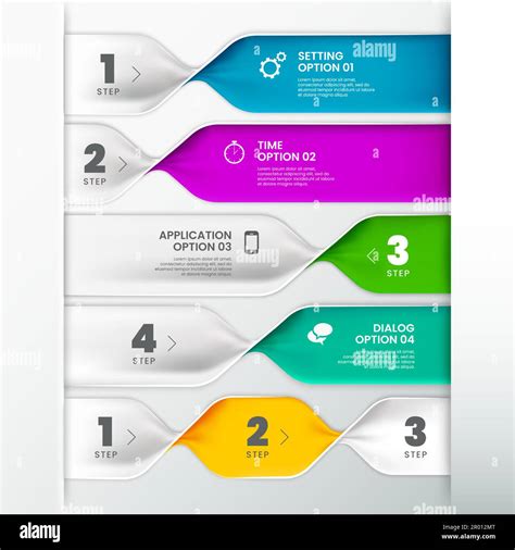 Spiral Banners Step Process Diagram Business Presentation Buttons Design Flowchart