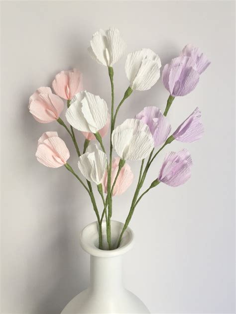 Crepe Paper Sweet Pea White Single Stem Paper Flowers Etsy