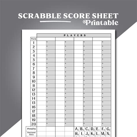 Scrabble Score Sheet Printable Scrabble Game Score Pad Scrabble Score