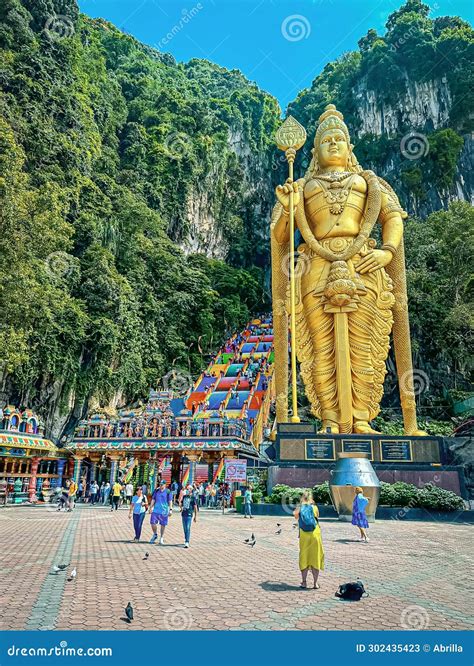 Batu Caves In Kuala Lumpur Golden Statue Of God Murugan Editorial