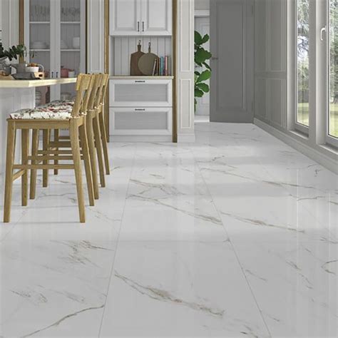 Calacatta Gold Gloss Marble Effect Rectified Porcelain Floor Tile