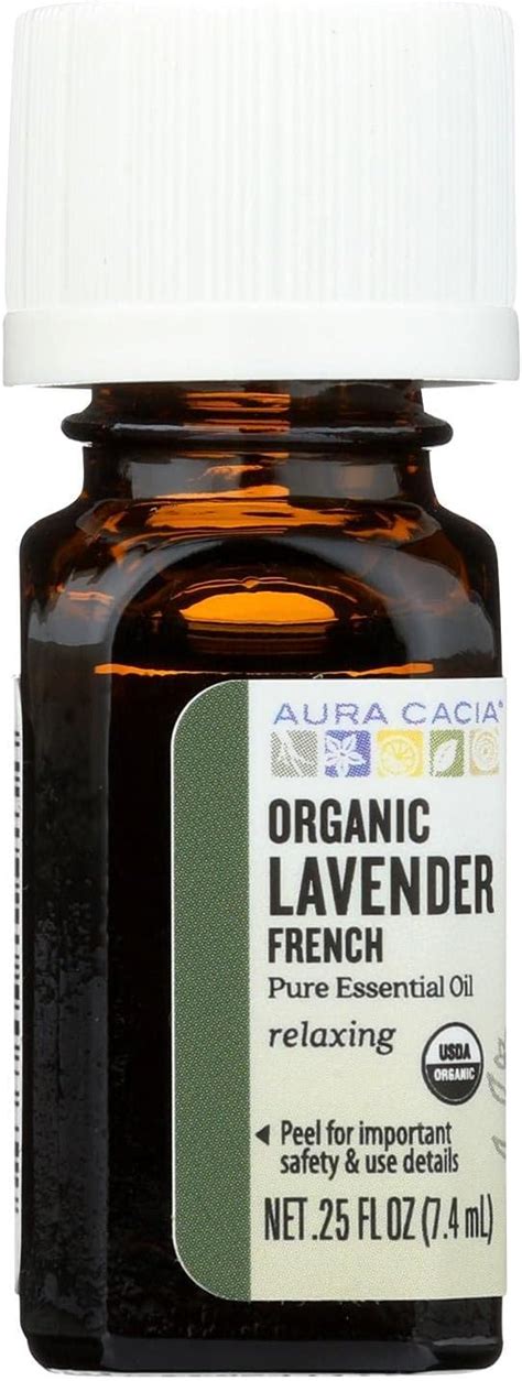 Aura Cacia Pure Organic Lavender Essential Oil 0 25 Fl Oz Health And Household