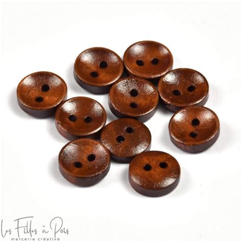 Bouton Rond En Bois Vernis Mm Marron Lot De