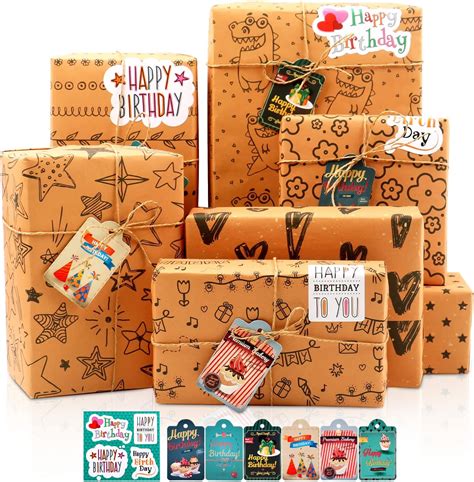 Amazon MAMUNU Gift Wrapping Paper Set 7 Sheets Kraft Brown