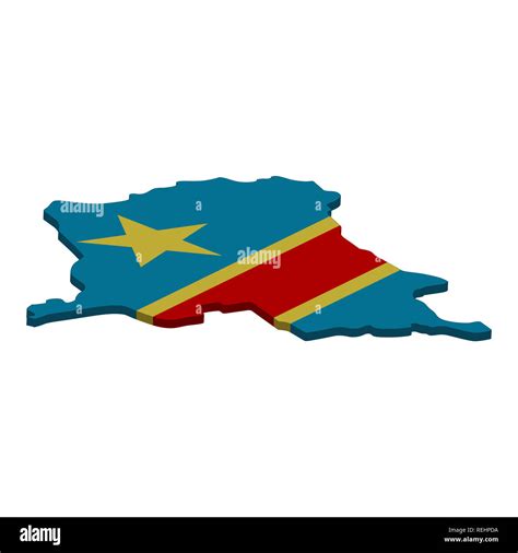 Bandera Y Mapa De República Democrática Del Congo Silueta De Color 3d