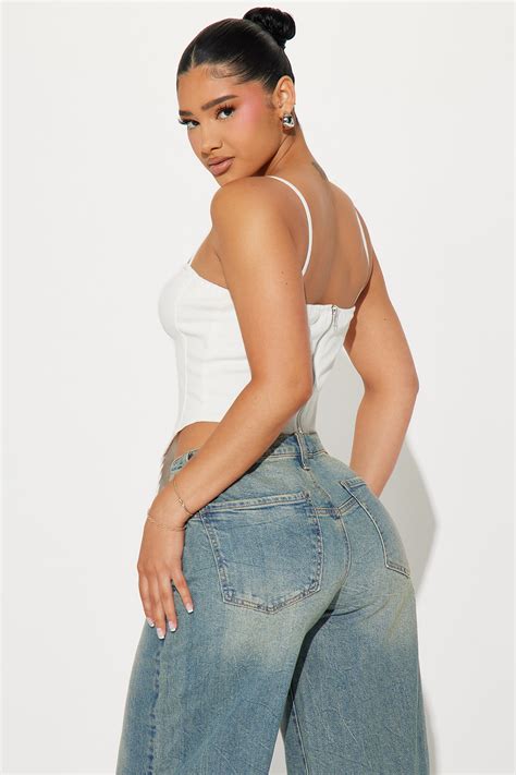 Harley Denim Corset Top White Fashion Nova