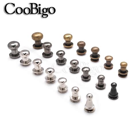 Stud Rivets Buttons Screw Backs Solid Alloy Round Ball Post Leather