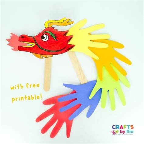 Handprint Dragon Puppet Chinese New Year Craft Crafts By Ria