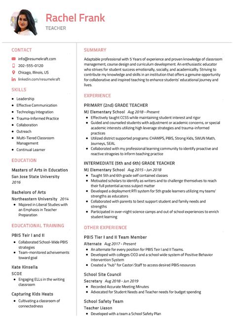 Creative Teacher Resume Templates