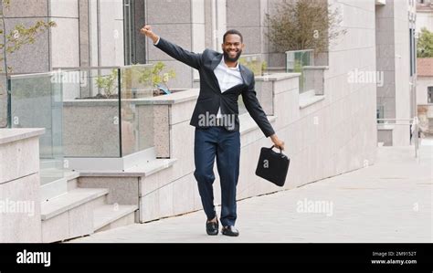 Happy Ethnic African American Millennial Businessman Bearded Cheerful