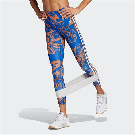 Women S Clothing Adidas X Farm Rio Leggings Blue Adidas Qatar