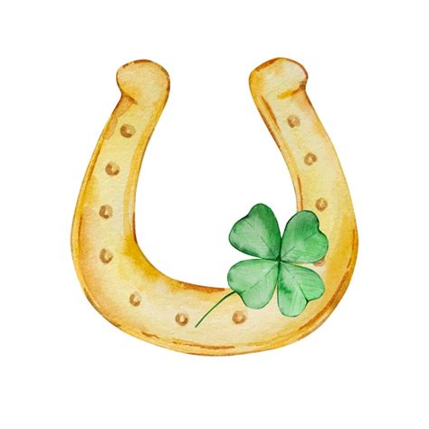 Ilustração em aquarela da ferradura dourada do st patricks day