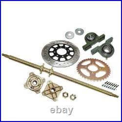 44 Go Kart Rear Axle Kit Complete 7 Wheels Brake Disc Sprocket Steering