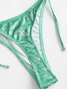 Kasey Rayton X ZAFUL V Wired Velvet Fabric Thong Bikini Swimwear In GREEN ZAFUL 2024