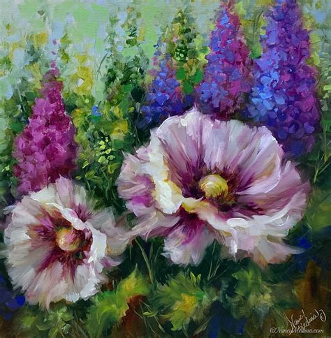 White Poppy Duo Painting By Nancy Medina Fine Art America