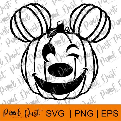 Mickey Mouse Halloween Pumpkin Winking Face Svg Eps Png Etsy In