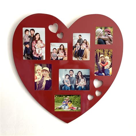 Picrazee Personalized Heart Shape Wooden Photo Frame For Wall Decor Big