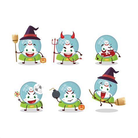 Halloween Expression Emoticons With Cartoon Character Of Snowball With