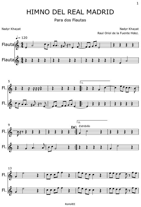 Himno Del Real Madrid Sheet Music For Flute