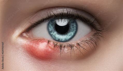 Eye Of A Girl With Stye Close Up Acute Purulent Inflammation Of The