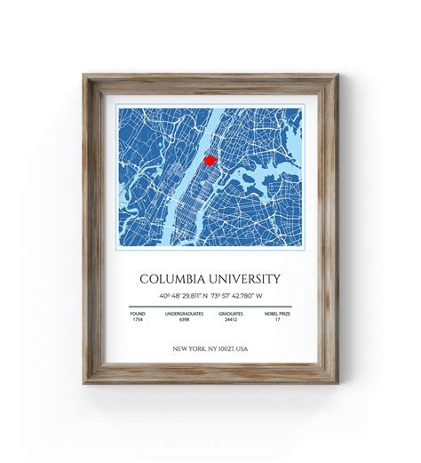 Columbia University Map Print, University Graduation Gift, University ...