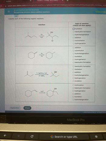 Answered Classify Each Of The Following Organic Reactions Reaction Y