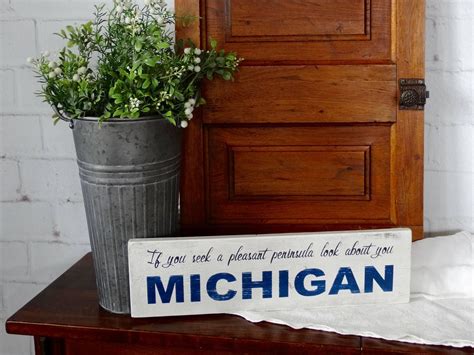 Michigan Wood Sign Michigan Motto Wood Sign Rustic Wood Sign