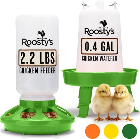 Roosty S Chick Feeder And Waterer Kit 1l Chick Feeder And 1 5l Chick Waterer Chicken Feeder