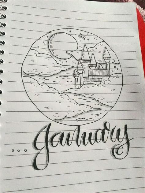 A Notebook With The Words January Written On It And A Castle In The