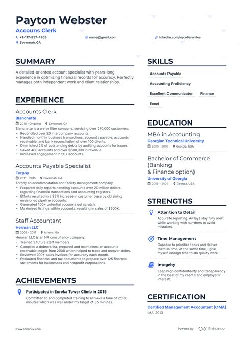 Accounts Clerk Resume Examples Guide For