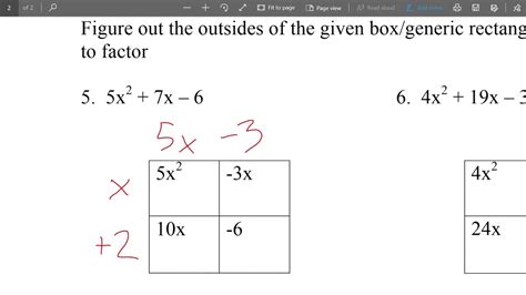 Factoring Quadratics When A Is Not B Youtube