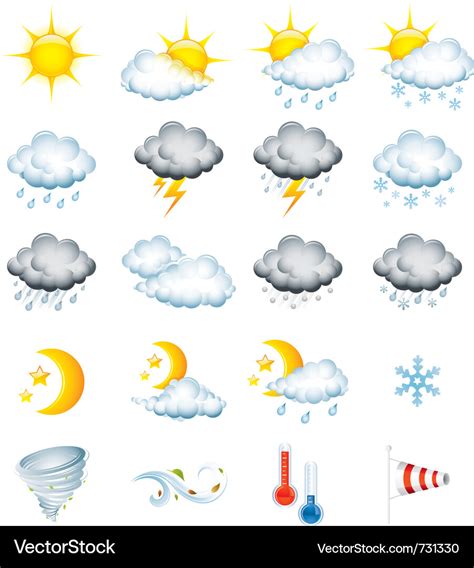 Weather Icons Royalty Free Vector Image Vectorstock