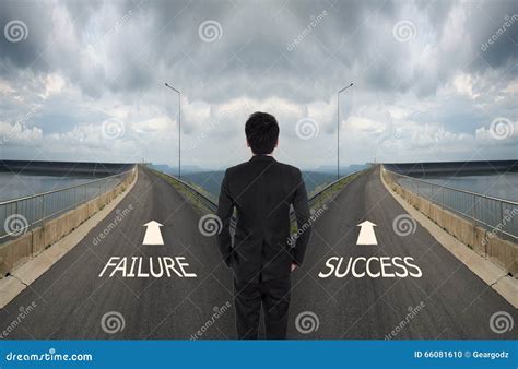 Business Man Has To Decide Between Two Different Way Choose Failure Or