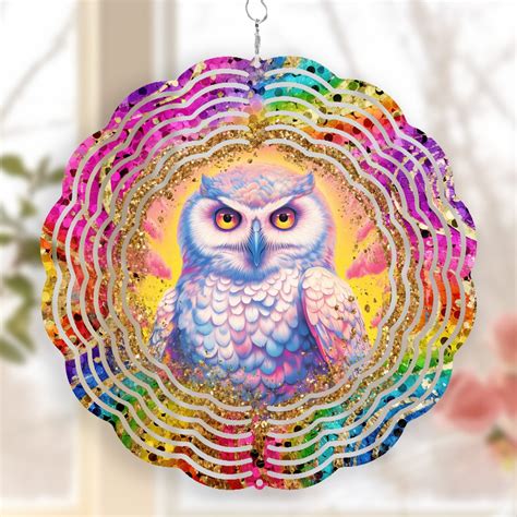 Snowy Owl Wind Spinner Sublimation Design Template Round Etsy