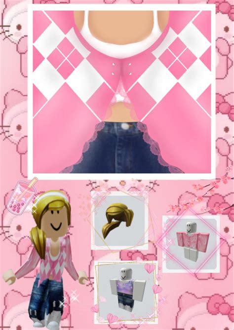 Free Roblox T Shirt Pink And White Checkered Sweater 🌷 Free T Shirt