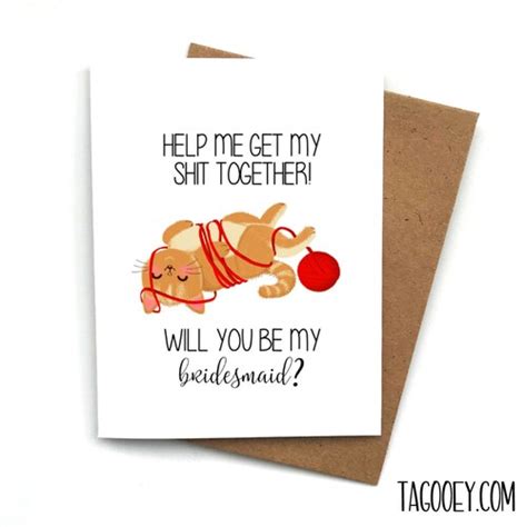 Proposal Card Funny Cat Help Pun Bridesmaid Maid Of Honor Etsy