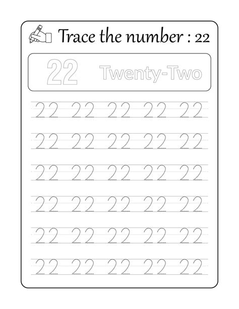 Trace The Number 22 Number Tracing For Kids 10820825 Vector Art At