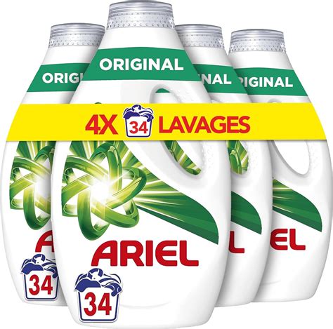 Ariel Lessive Liquide 136 Lavages 4x34 Original Élimine Les Taches