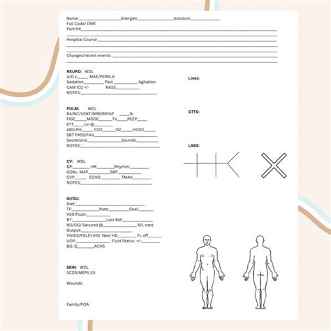 Icu Intensive Care Nurse Report Sheet Brain Dayshift Nightshift One Patient With A Focus On