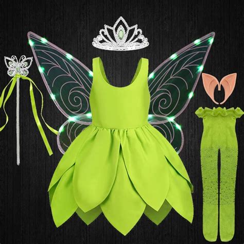 Robe Dos Nu De F E Clochette Pour Filles Elfe Vert Costume De Princesse