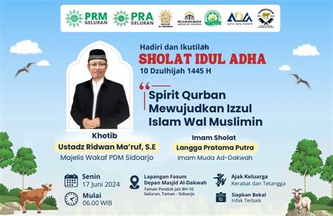 Sholat Idul Adha H Di Prm Geluran Hadirkan Ustadz Ridwan Maruf