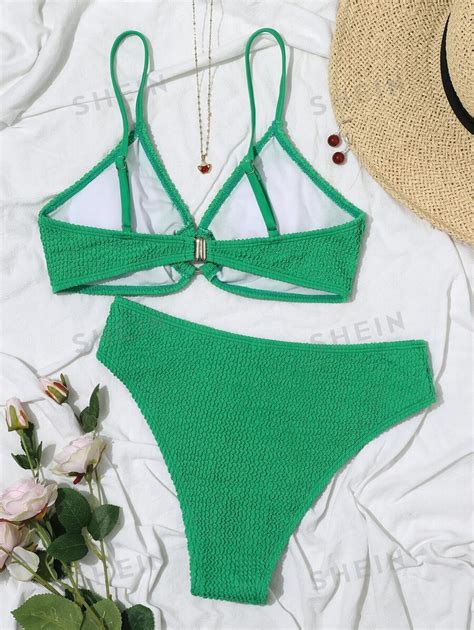 Shein Swim Ba Ador Bikini Con Dise O De Aro O Con Textura Moda De