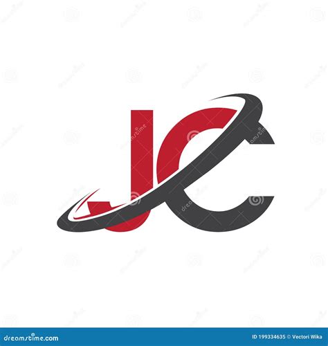 JC Initial Logo Company Name Colored Red And Black Swoosh Design