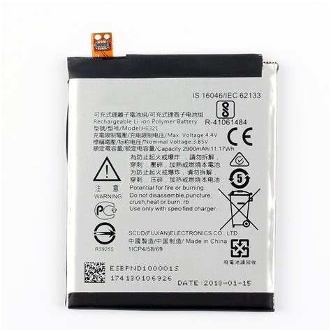 Original HE321 Phone Battery For Nokia 5 Dual SIM TA 1053 DS 2900MaH