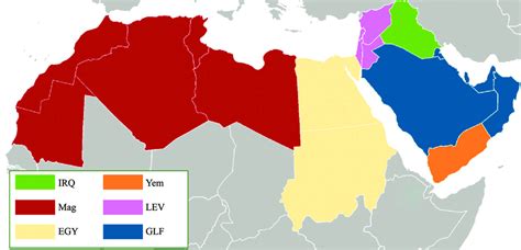 Regional Arabic dialect map | Download Scientific Diagram