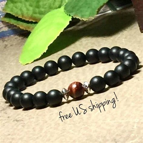 Aaa Black Onyx Tiger Eye Beaded Bracelet Men Mens Beaded Bracelet