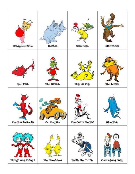 Dr. Seuss Character Bingo - Classful